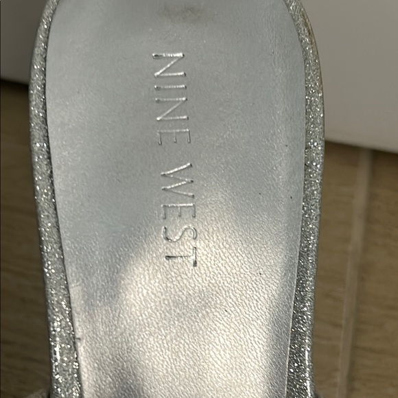 Nine West Silver Heels with Rhinestone Straps - Picture 5 of 11